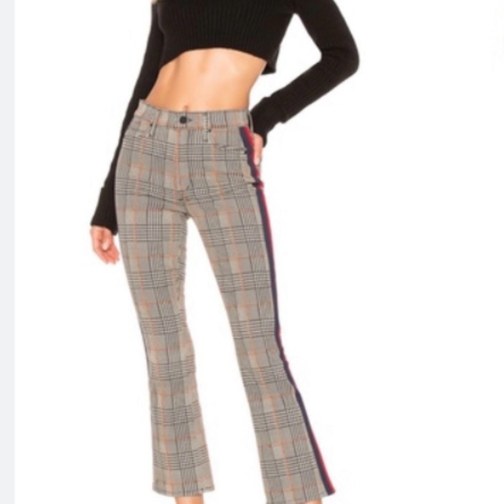 EUC MOTHER The Insider Plaid Jeans with Orange & Plum Side Stripes Size 27 - Picture 15 of 16